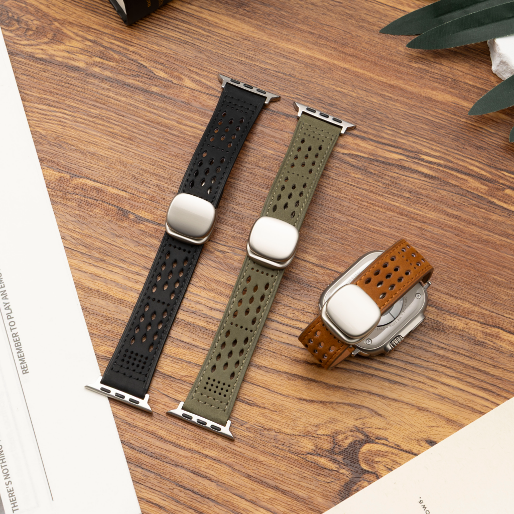 Breathable Leather Strap For Apple Watch