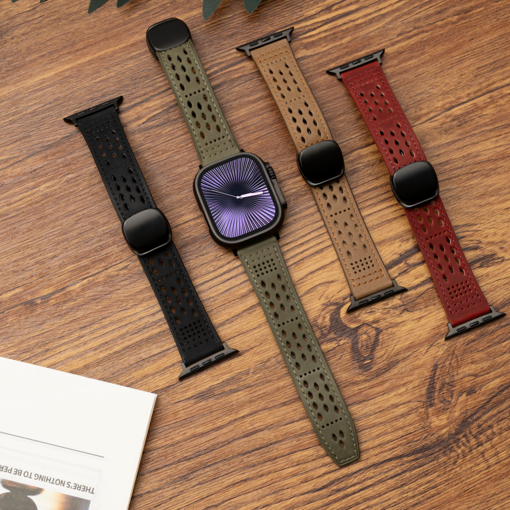 Breathable Leather Strap For Apple Watch